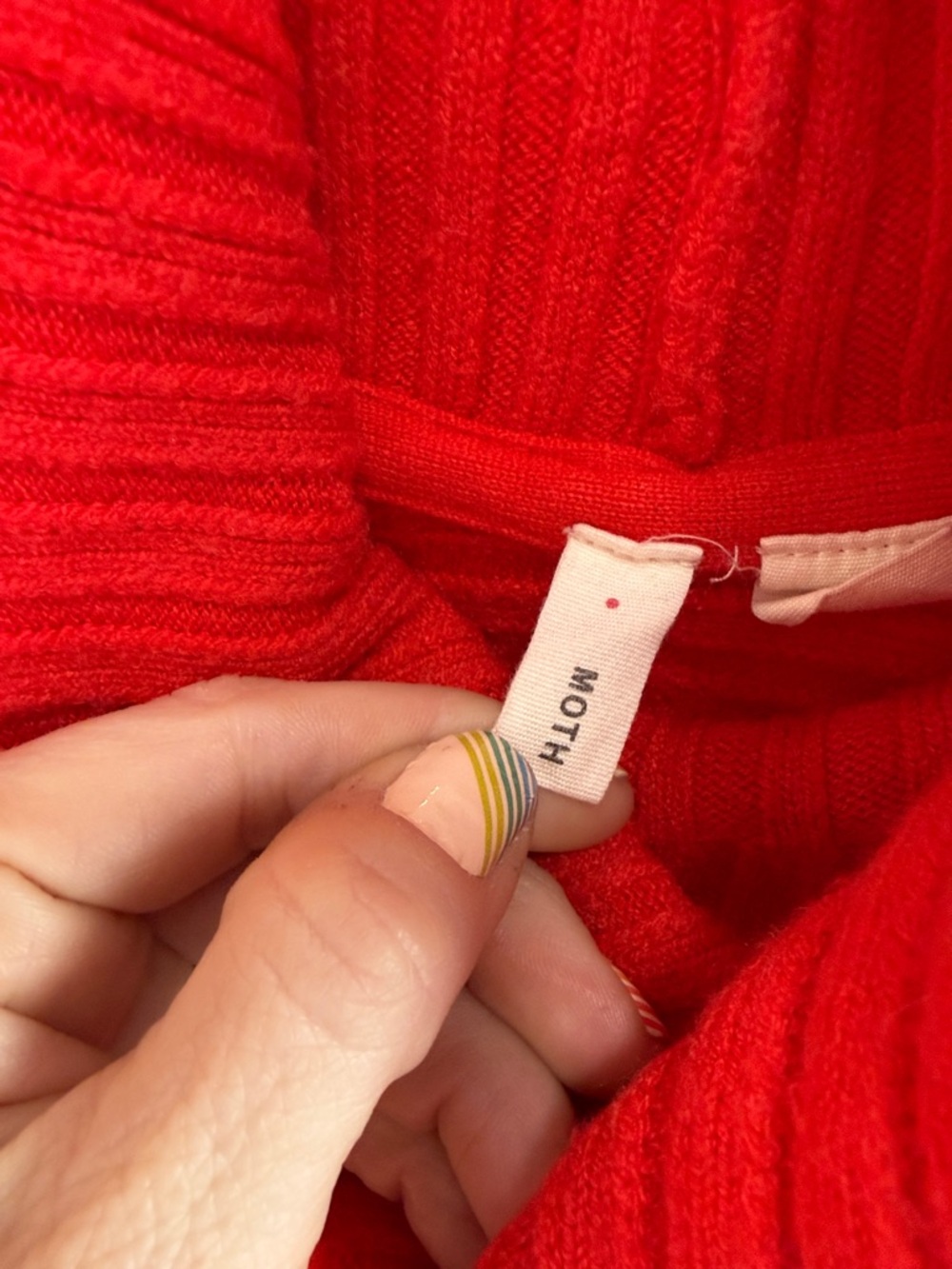 Moth Red Ribbed Cowl-Neck Sweater - Picture 2 of 5